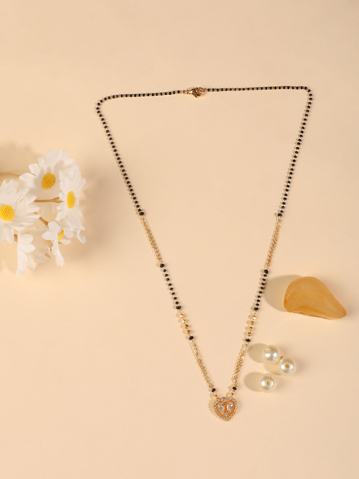 Heart CZ Gold-Plated Mangalsutra