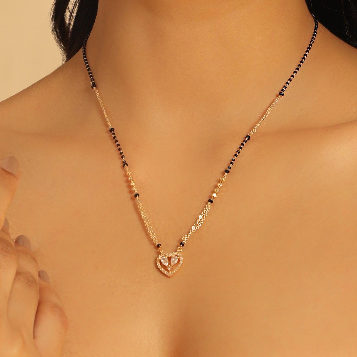 Heart CZ Gold-Plated Mangalsutra
