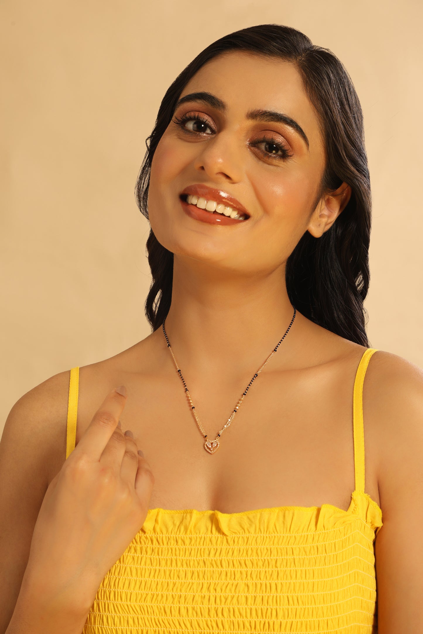 Heart CZ Gold-Plated Mangalsutra