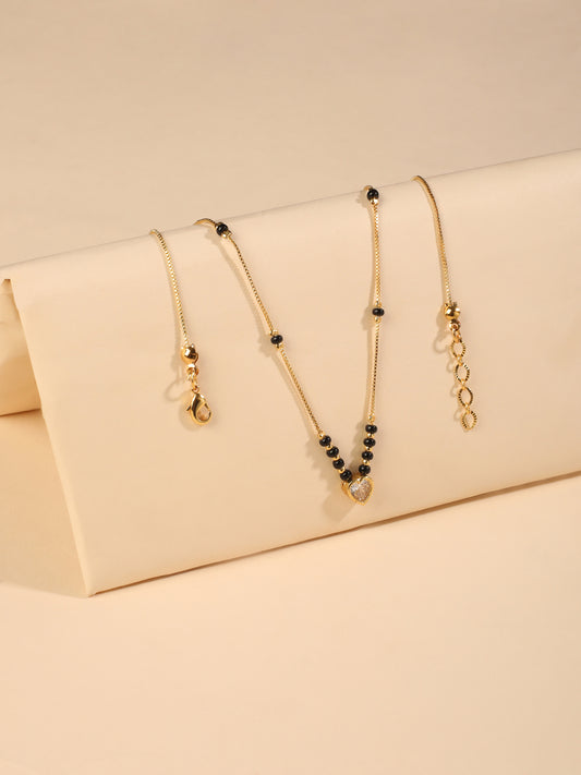 Hridaa Heart Mangalsutra – CZ Centerpiece with Sleek V Chain
