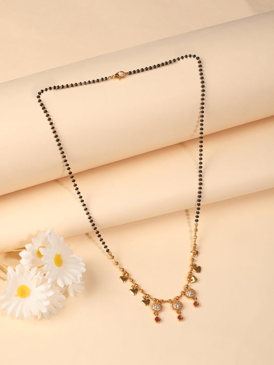 Saanvi Heartdrop Mangalsutra – CZ Ball & Heart Charm Necklace