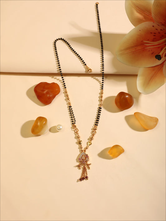 Aaradhya Mangalsutra – Grand Peacock Pendant with Double Chains & Ghungroos