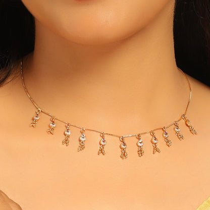 Raag CZ Drop Choker – Crescent Dangler Necklace with Ghungroos