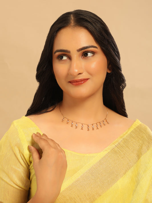 Raag CZ Drop Choker – Crescent Dangler Necklace with Ghungroos