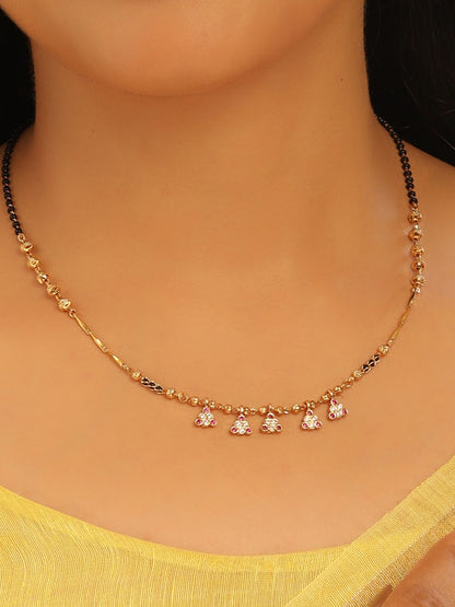 Glimmer Drop Mangalsutra – Classic Black Beads with Multi-Stone Charms