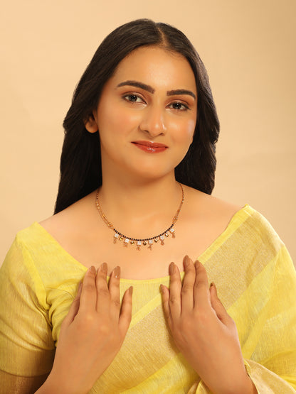 Dazzle Charm Mangalsutra – Gold Plated with Heart & CZ Square Pendants