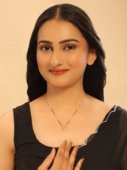 Trinity Heart Mangalsutra – Interlocked CZ Hearts in Modern Gold Finish