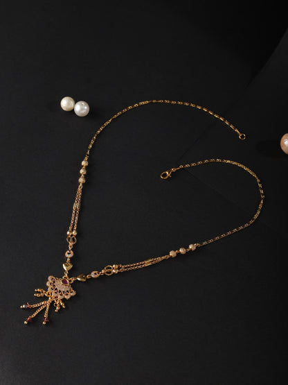 Vaidehi Drape Necklace – Fan Pendant with Crystal Tassels