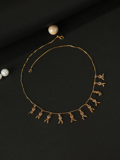 Raag CZ Drop Choker – Crescent Dangler Necklace with Ghungroos