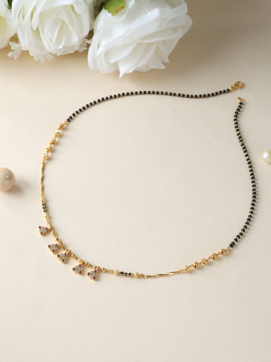 Glimmer Drop Mangalsutra – Classic Black Beads with Multi-Stone Charms