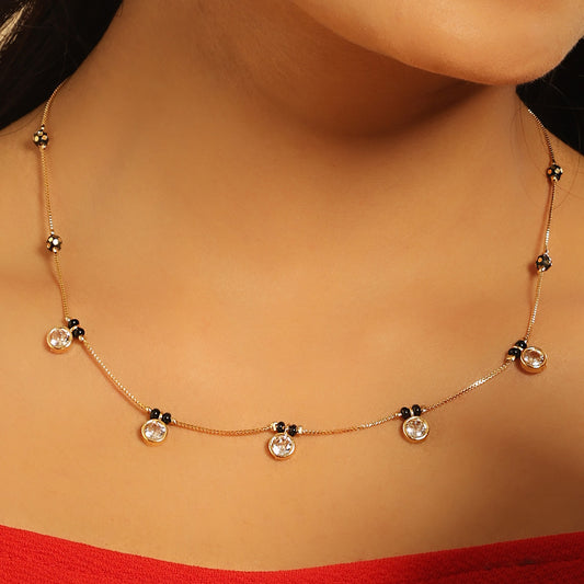 Ira Mangalsutra – Floating CZ Charms with Minimal Beaded Chain
