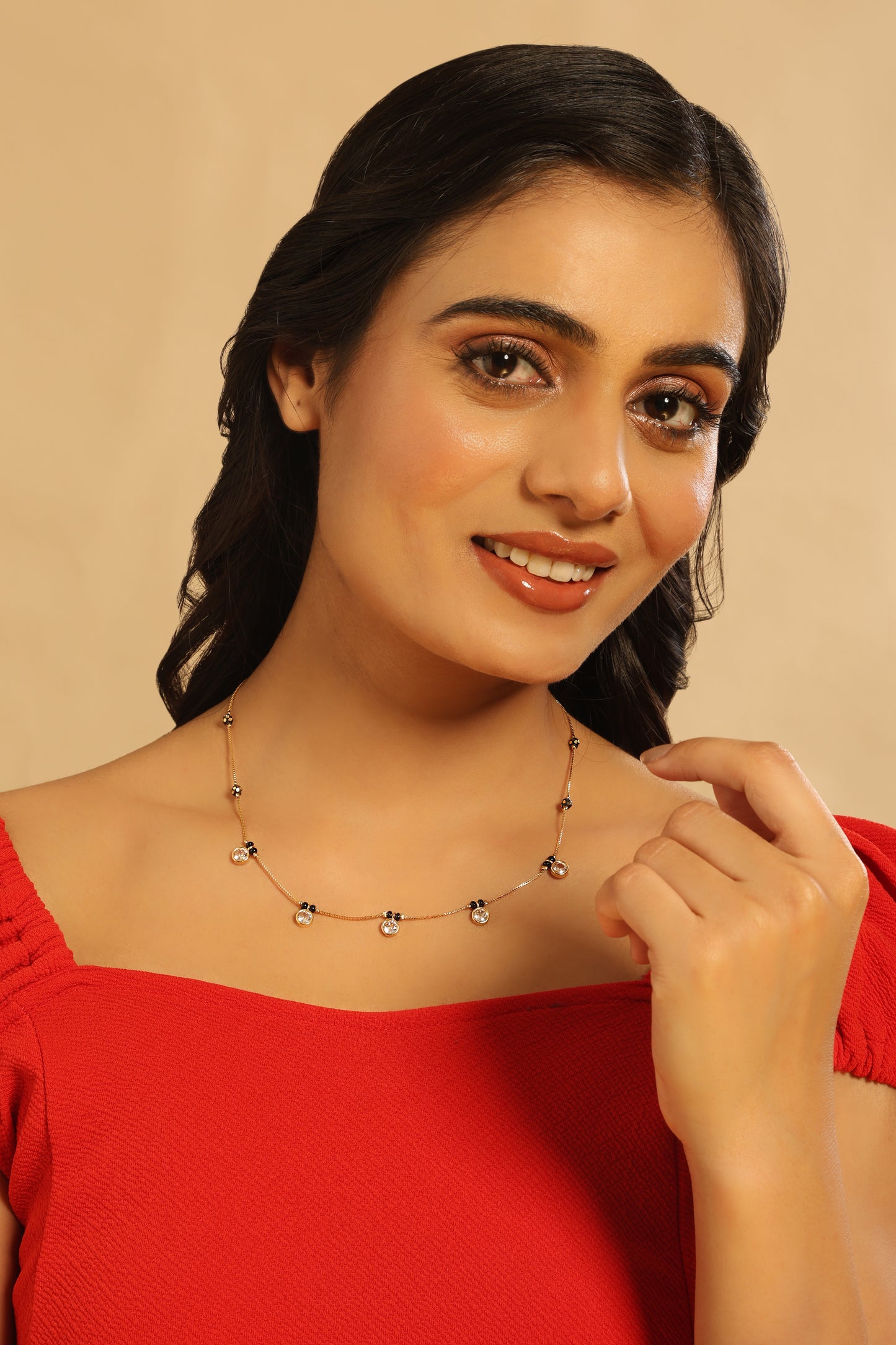 Ira Mangalsutra – Floating CZ Charms with Minimal Beaded Chain