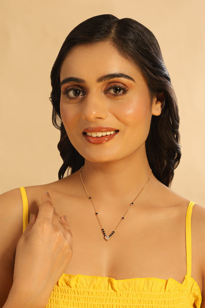 Hridaa Heart Mangalsutra – CZ Centerpiece with Sleek V Chain